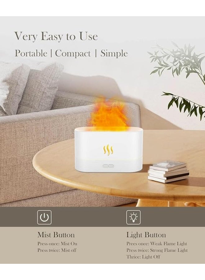 Oil Diffuser Flame Effect Humidifier for Bedroom Office Aromatherapy Diffuser Aroma Home Fragrance Diffusers for Home Colour Changing LED Ultrasonic USB Auto Off Night Light Cool Mist(White) - Image 5